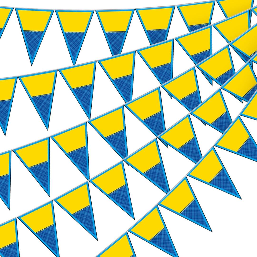 Tiamon 5 Pcs Yellow Cartoon Birthday Party Decorations Yellow Banana Triangle 49.2 ft Flag Pennant Banner Garland Streamer for Birthday Baby Shower Cartoon Themed Party Supply