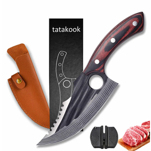 Upgraded Huusk Kitchen Chef Knife Viking Knife with Sheath Japanese Forged Japan Knives Boning Knife Multipurpose Meat Knives Outdoor Camping BBQ Knife with Gift Box (Brown)