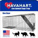 HAVAHART 1079SR Large 1-Door Humane Catch and Release Live Animal Trap Cage - Live Raccoon Trap, for Bobcats, Beavers, Dogs, & More, 32.29"L x 13.1"W x 11.1"H