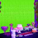 Glow in The Dark Tinsel Curtains 2 Pack - 3.3x6.6ft UV Reactive Fluorescent Party Backdrop for Neon, Birthday, Pride Decorations, Pre-Taped, Lightweight Waterproof (Green)