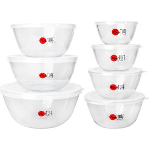 14pcs Set Salad Bowls (7 Airtight & 7 Lids) | Clear Salad Mixing Bowl for Cooking, Baking, Prepping | BPA Free, Dishwasher, Microwave & Freezer Safe Food Containers for Kitchen - Clear