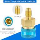 R1234YF Refrigerant Charge Hose Kit, R1234yf Quick Coupler and R1234YF Puncture Can Tap Opener 1/2’’ LH, R1234YF Refrigerant Recharge Kit with Gauge 250 PSI and 59'' Recharge Hose