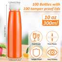 Tanlade 100 Pcs Plastic Juice Bottles with Caps Refrigerator Drink Container with Lid Clear Reusable Beverages Bottles for Juices, Milk, Tea, Fridge Storage, Take out (White Cap,10 oz)