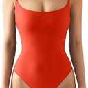 SUUKSESS Women Sexy Square Neck Thong Bodysuit Backless Cami Bodysuit Top XS