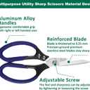 Heavy Duty Scissors All Purpose, 8.5 inch Stainless Steel Utility Sharp Shears, Aluminum Alloy Handle for Cutting Cardboard,Carpet,Fabric,Leather,Rope,Rubber,Plastic and Kitchen or Workshop Use
