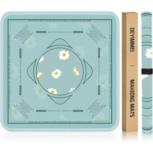 Deyimmei Neoprene Mahjong Mat for Table 31.5"x31.5" - Non-Slip, Noise Reduction Cover with Storage Pockets, American Rules & Crease-Free Rolled Shipping​ (Daisy Garden), 31.5" x 31.5" x 0.08"