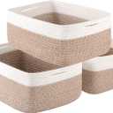 OIASKET Storage Baskets for Organizing 3 Pack, Woven Baskets for Shelves, Closet Organizer Bins Empty Gift Basket Toy Storage for Toys, Books, Towels, Clothes, 15"x11.42"x6.7", Yellow