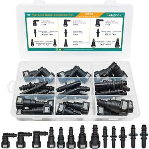 Fuel Line Quick Connect Fittings, 30pcs Fuel Line Repair Kit, 13 Size | Hose Release Connector Straight Elbow SAE 7.89mm 9.49mm 9.89mm 11.8mm