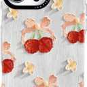 for iPhone 14 Plus Case, Cute Cherry & Floral Pattern with Vintage Bows, Military-Grade Drop Protection, Cute Soft Slim TPU Protective Cover with Camera Protection for Women & Girls