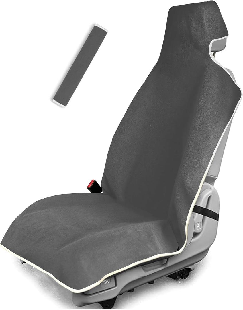 Waterproof Stain Resistant Towel Car Seat CoverUniversal Non-Slip for Car, Truck, SUV, Van Seat for Gym Workout,Swimming,Beach and Workout Outdoor  Machine Washable (Gray,1 Pack)