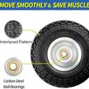 GICOOL 4.10/3.50-4" Flat Free Tire and Wheel, 10" Heavy Duty Solid Tire, 5/8" Axle Bore Hole, 2.2" Offset Hub, for Hand Truck Garden Cart Wagon Trolley Dolly Replacement, 2 Pack