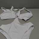 Women's Deep V Neck One Piece Swimsuit O-Ring Swimwear Sexy Cut Out Bathing Suit (Medium, White)