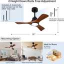 36 Inch Ceiling Fans with Lights and Remote, 3 Blade Wood Ceiling Fan with Light, Modern Indoor Outdoor Black Ceiling Fan for Patio Bedroom Office, Wall Switch, Dimmable, Reversible DC Motor