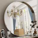 24 Inch Round Bathroom Mirror - Wall Mounted Circle Mirror with Metal Frame, Modern Mirror Suitable for Bathroom, Vanity, Entryway, Living Room, Wall DecorSilver (24"L x 24"W)