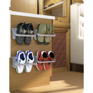 Baffect Hanging Organizer 4 Pieces - Foldable Wall Mounted Rack for Shoes Storage, Holder and Shelf (Gray)