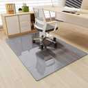 [Tempered Glass] 36" x 55" Glass Office Chair Mat for Carpet | 1/5" Thick Grey Heavy Duty Hard Floor Mat with Round Corner and Polished Edge, Resist Scratching Cracking Curling