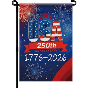 250 Anniversary USA Garden Flag, 250th Anniversary America Flag 1776-2026 Commemorative Patriotic 250 Year Banner 4th of July Yard Sign Double-Sided Waterproof Garden Flag 12x18 Inch