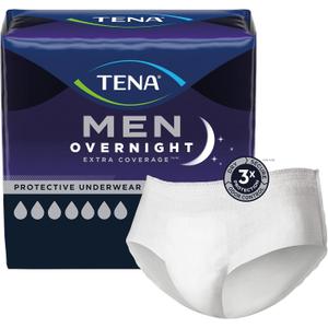 Tena Men Overnight Extra Coverage Incontinence Underwear, Adult Diapers, Small/Medium (Waist Sizes 34in-50in), 56 Count (4 Packs of 14)
