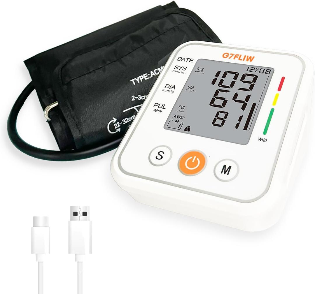 Blood Pressure Monitor for Home Use, Rechargeable Bp Cuff Upper Arm with 8.7"-12.7", 2x120 Memory Voice Broadcast Blood Pressure Machine, Home Arrhythmia Hypertension Detector, Ideal Gift