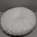 Round Throw Pillow Velvet Home Decoration Soft Pleated Pumpkin Round Floor Cushion for Couch Chair Bed Car Decorative (White 14inch)
