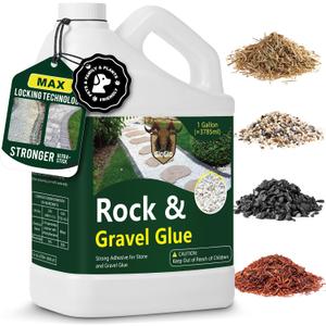 GloGlo Ready to Use Rock Glue for Landscaping, 1 Gallon Mulch Glue, No Dilution Needed Non-Toxic Weather-Resistant Strong Gravel Binder, Pine Straw Outdoor Strong Pebble Gravel Hold for Garden (EXP 08/14/26)
