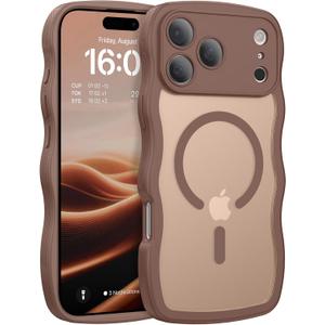 BENTOBEN Magnetic for iPhone 17 Pro Max Case, Cute Wavy [Full Camera Protection][Compatible with MagSafe] Matte Anti-Slip Bumper Women Girls Boys Protective Cover for 17 ProMax 6.9", Desert Titanium