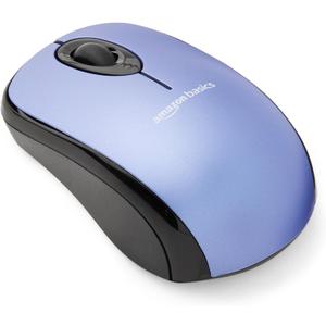 Amazon Basics 2.4 Ghz Wireless Optical Computer Mouse with USB Nano Receiver, Blue