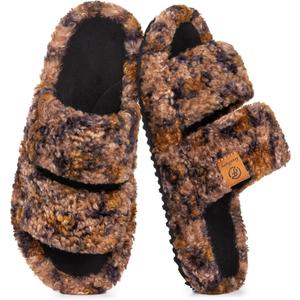 EverFoams Womens Fuzzy Open-toe Slippers Soft Comfy Memory Foam Indoor House Shoes, Size 7-8