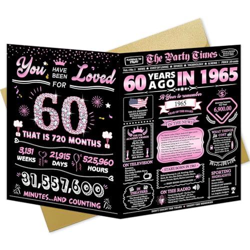 Pack of 7, Pusfyeoh Big 60th Birthday Gift Cards for Women, Funny 60 Year Old Gifts Ideas for Mom Sister Friends, Best Sixty Birthday Party Decorations