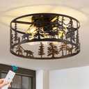 Black Fandelier Black Chandelier Fan with，Farmhouse Rustic Ceiling Fan with Light and Remote, Rustic Chandeliers for Living Room, Bedroom, Hallway, Entryway Kitchen Lighting