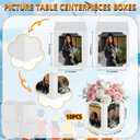 20 Pieces Picture Centerpieces for Table Graduation Box Table Centerpieces 6/7 Inch Photo Display Box for Congrats Grad Wedding Graduation Birthday Party Decoration (White)