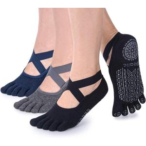 Ozaiic Yoga Socks for Women with Grips, Non-Slip Five Toe Socks for Pilates, Barre, Ballet, Fitness