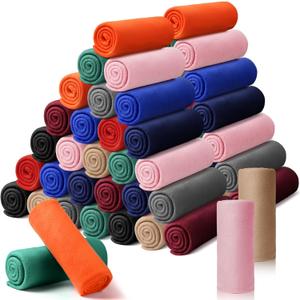 Kinlop 40 Packs Fleece Blanket Bulk 60 x 50 Inch Soft Lightweight Fleece Cozy Blanket Warm Throw Plush Pet Throw for Bed Couch Sofa Home Office Wedding Gifts Travel Camping(Trendy Color,60 Packs)