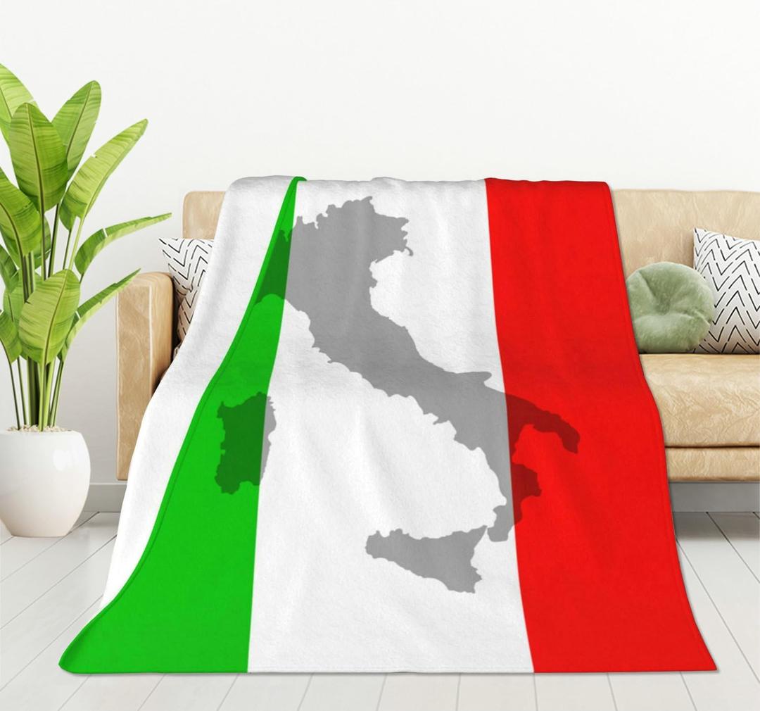 HGOD DESIGNS Italian Flag Flannel Fleece Bed Blanket Throw Blanket Lightweight Cozy Plush Blanket for Bedroom Living Rooms Sofa Couch 50"x60"