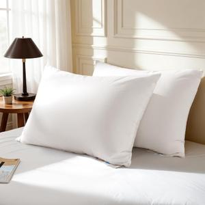 Shilucheng Goose Down Pillow King Size Set of 2 Pack,Hotel Collection 1050+ Fill Power Luxury Bed Feather Pillow for Side Back Stomach Sleepers, Soft 100% Cotton ShellWhite,20" x 36"