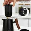 Travel Tea Set for Adults Ceramic Tea Set with 1 Tea Pot 6 Tea Cups Set of 6 Tea Mug with Infuser and Lid 14.54 OZ Large Cup Strainer with Bag Holder for Loose Leaf Tea Gift for Tea Lovers (Black)
