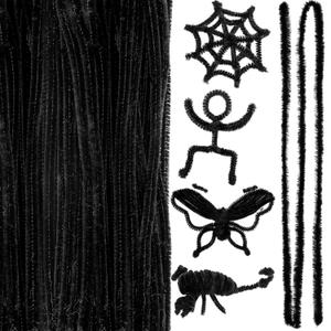 100 Pcs Extra Long Pipe Cleaners 36 Inch 6 mm Chenille Stem Craft Supplies Fuzzy Sticks for Beginners Hair DIY Arts Project Supplies Decorations(Black)