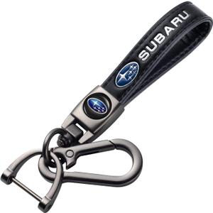 Genuine Leather Car Keychain Keyring Keychain Accessories Family Present(Black)