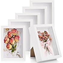 6 Pieces Shadow Box Picture Frame Square Shadow Boxes Display Cases for Sports Memorabilia Wedding Memories Crafts Pins Awards Medals Tickets and Photos (2 x 4 Inch, White)