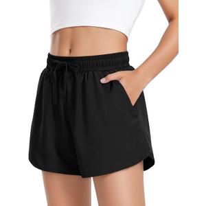 JOCMIC Girls Athletic Shorts with Liner 2 in 1 High Waist Running Short for Basketball Volleyball Tennis (S)