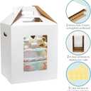 Wowxyz 3 Pack Tall Cake Boxes for Tier Cakes 14x14x16 Inch Disposable Layer Tall Baking Carrier with Window Large Tierd Bakery Take Out Transport Containers with Handle for Wedding, Birthday, Party