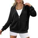 Zeagoo Basic Lightweight Zip-Up Hoodie with Pockets Long Sleeve Thin Jacket for Women with Plus Size Black, XL