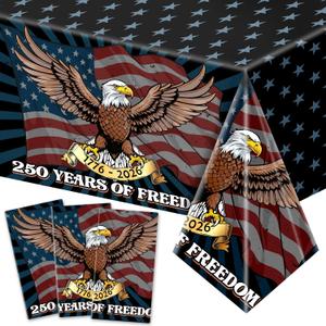 Labeol 3 Pack 250th Anniversary Tablecloth Patriotic 1776-2026 USA Decorations for July 4th Independence Day for Rectangular Table, 108" L x 54" W