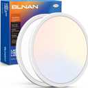 BLNAN LED Flush Mount Ceiling Light, 12 Inch 24W 3000K/4000K/5000K Hardwire Light Fixture, Ultra Thin Round White Lamp for Kitchen Porch Bedroom Hallway Stairwell Basement, Non-dimmable 2 Pack