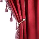 Red Blackout Velvet Curtains 96 inches Long Windows Rod Pocket Drapes with Tassels Soundproof Thermal Curtains for Living Room 2 Panels Set 95'' x 55''