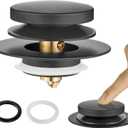 Universal Bathtub Stopper, Pop Up Bath Tub Drain Stoppers, EZ Install Bathtub Drain Replacement Trim Kit, Replaces Lift and Turn, Tip-Toe and Trip Lever Drains for Tub(Matte Black)