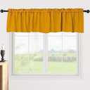 Pickluc Blackout Valance Curtains Long, Short Curtains with Rod Pocket for Kitchen Window, Bathroom, Living Room, Bedroom or Basement, 1 Panels, 60" W x 16" L, Mustard Yellow