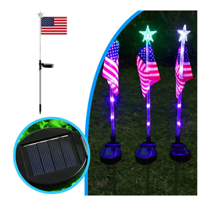 4PCS American Flag Solar Lights - 25 Inch Waterproof LED Patriotic Garden Stakes with Color Changing Stars - 4th of July Decor for Lawn, Patio & Pathway (Multi-Color)