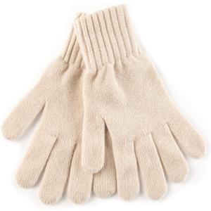 100% Cashmere Gloves for Women, Jersey Knit Ultra Soft Women's Pure Cashmere Gloves for Winter (Beige)