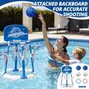 HYES 2 in 1 Pool Basketball Hoop, Floating Pool Toys with 4 Balls/8 Ring Toss Game for Kids Ages 4-8, Indoor Outdoor Water Basketball for Poolside Family Party for Adults Kids 8-12, Blue
